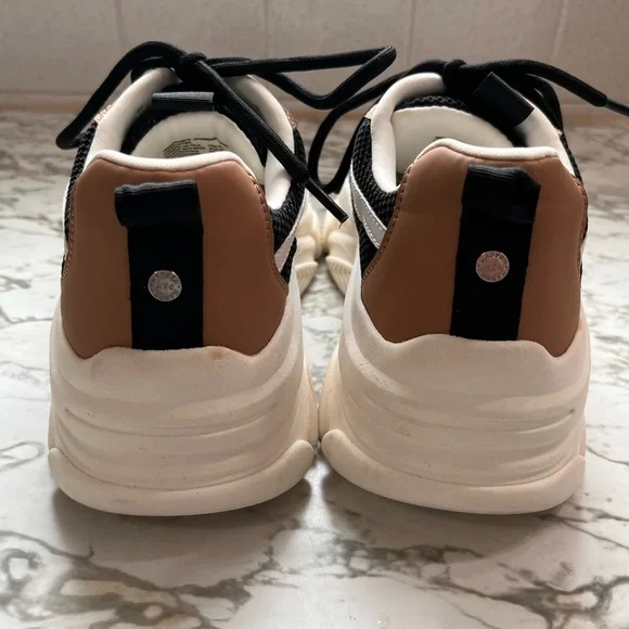 Madden NYC Women's Dad Lace Up Sneakers in Black and Tan - Picture 4 of 9